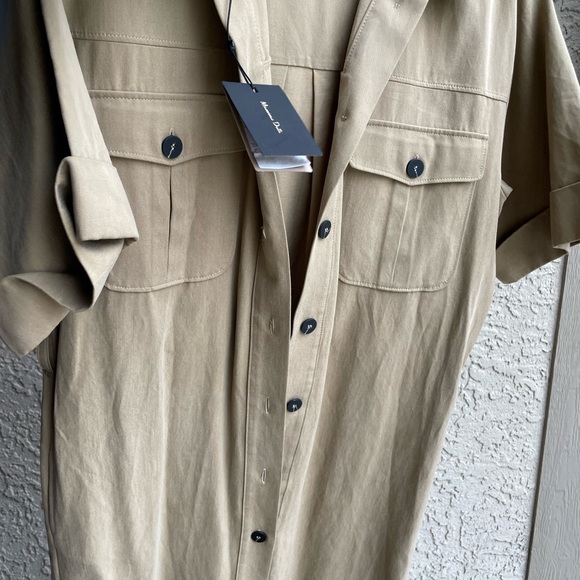 Massimo Dutti NWT khaki cotton tench shirt dress - Picture 15 of 15